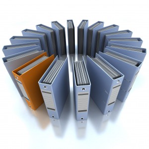 13148516 - 3d rendering of a circular composition of office ring binders 13148516 - 3d rendering of a circular composition of office ring binders